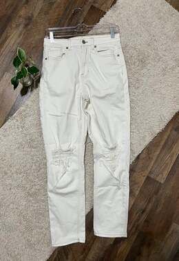 American Eagle Size 4 White Distressed High-Rise Ankle Length Mom Jeans